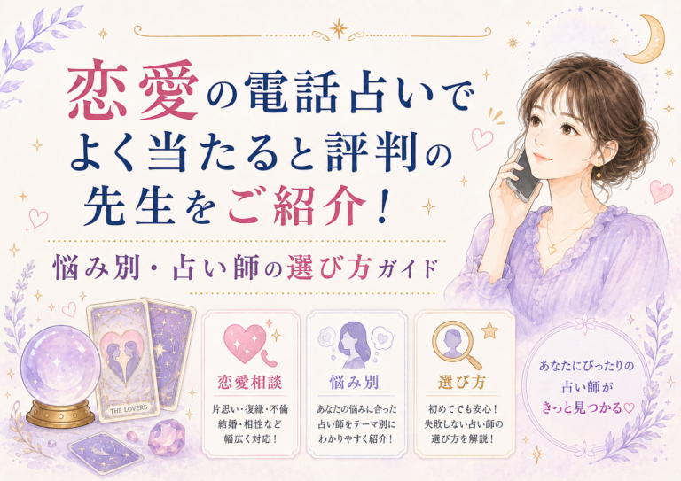 恋愛の電話占いでよく当たると評判の先生をご紹介！悩み別・占い師の選び方ガイド